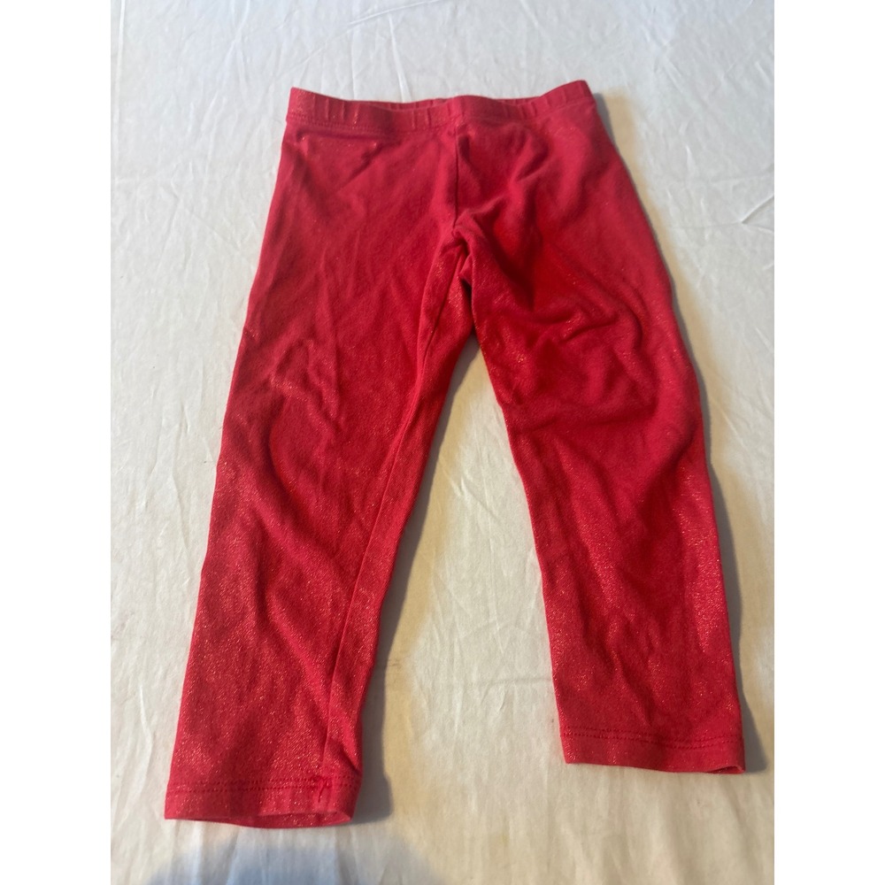 Okie Dokie Leggings Toddler Girls 2T Red Excellent Shimmer Cotton Stretch Pants